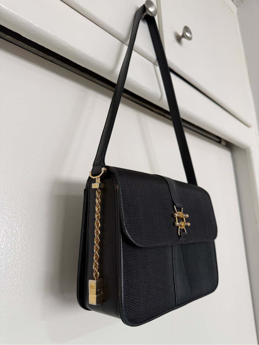 Balenciaga Black Shoulder Bag with Gold-Tone Hardware - Picture 2 of 10